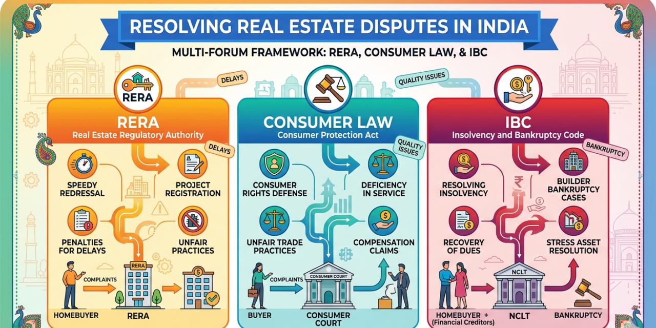 Resolving Real Estate Disputes in India: The Multi-Forum Framework of RERA, Consumer Law, and IBC