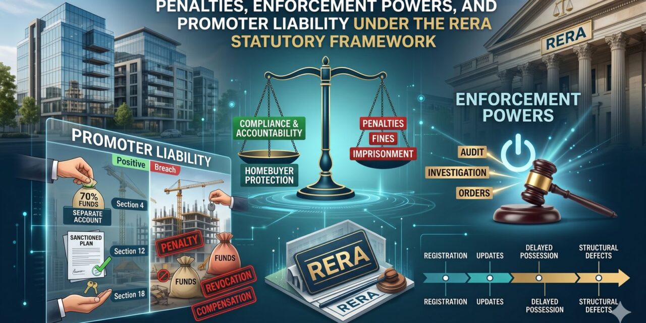 Penalties, Enforcement Powers, and Promoter Liability Under the RERA Statutory Framework